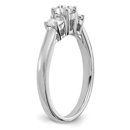 14k White Gold 3/4 carat Lab Grown Diamond Three Stone Engagement Ring for Women