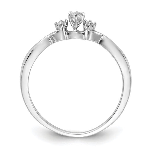 10k White Gold 3-stone 1/10 Ct Diamond Ring Size 7