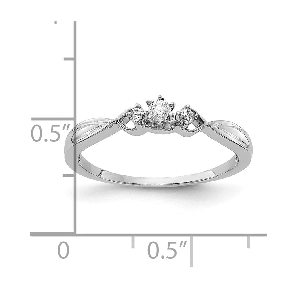 10k White Gold 3-stone 1/10 Ct Diamond Ring Size 7