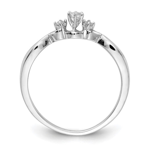 14k White Gold 3-stone 1/10 Ct Diamond Ring Size 7
