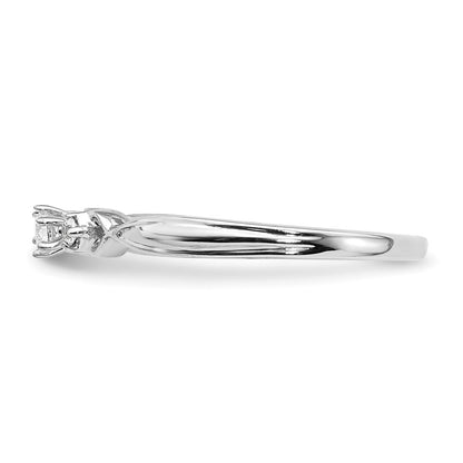 14k White Gold 3-stone 1/10 Ct Diamond Ring Size 7