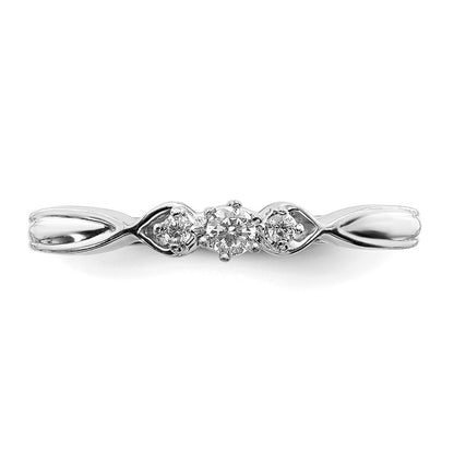 14k White Gold 3-stone 1/10 Ct Diamond Ring Size 7