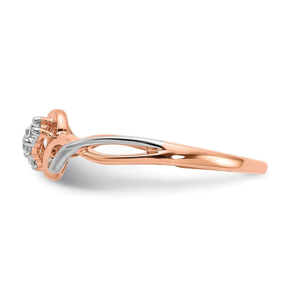 14k Two-tone Gold 3-stone 1/8 Ct Diamond Polished Twist Ring Size 7