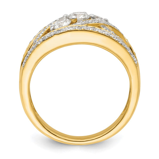 14k Yellow Gold Fancy 3-stone 1 Ct Diamond Ring Size 6.75