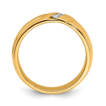 14k Yellow Gold Diamond 3-stone Mens Ring Size 10