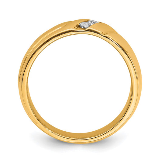 14k Yellow Gold Diamond 3-stone Mens Ring Size 10