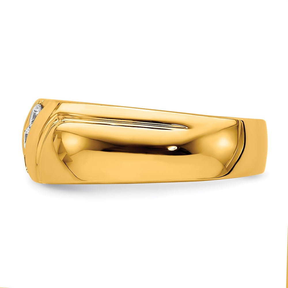 14k Yellow Gold Diamond 3-stone Mens Ring Size 10
