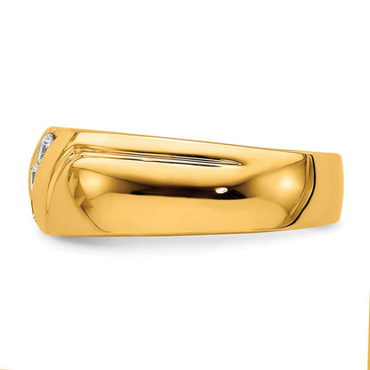 14k Yellow Gold Diamond 3-stone Mens Ring Size 10