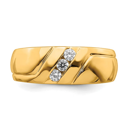 14k Yellow Gold Diamond 3-stone Mens Ring Size 10