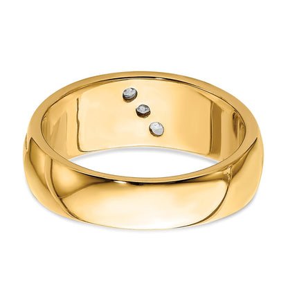 14k Yellow Gold Diamond 3-stone Mens Ring Size 10