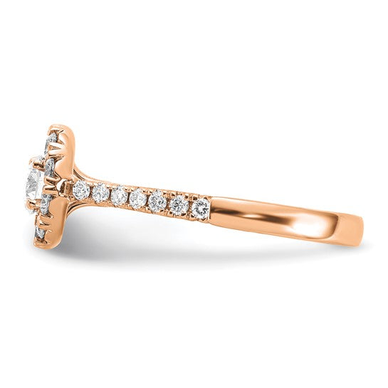 14k White Gold 1 Ct Lab Grown Diamond Halo Engagement Ring VS, DE