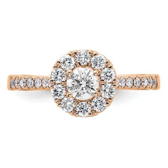 14k White Gold 1 Ct Lab Grown Diamond Halo Engagement Ring VS, DE