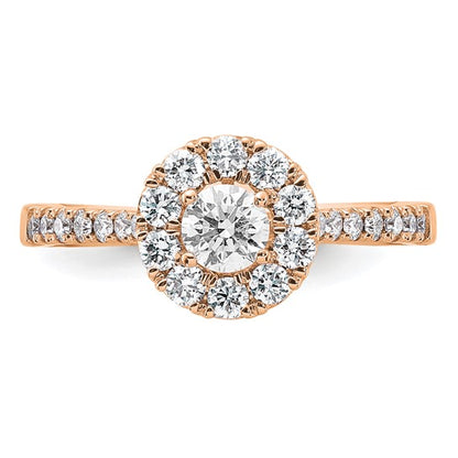 14k White Gold 1 Ct Lab Grown Diamond Halo Engagement Ring VS, DE