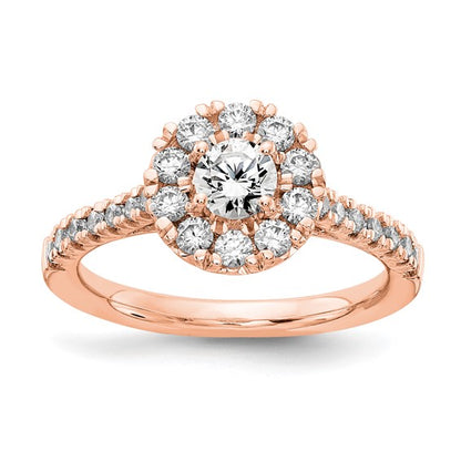 14k White Gold 1 Ct Lab Grown Diamond Halo Engagement Ring VS, DE