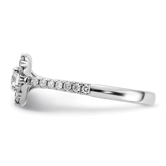 14k White Gold 1 Ct Lab Grown Diamond Halo Engagement Ring VS, DE