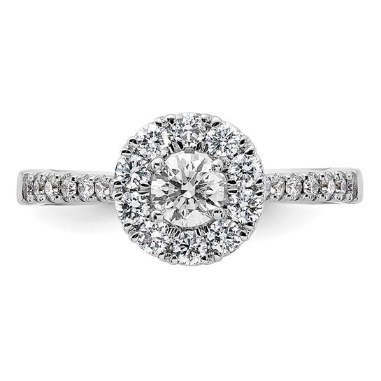 14k White Gold 1 Ct Lab Grown Diamond Halo Engagement Ring VS, DE