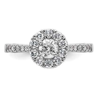 14k White Gold 1 Ct Lab Grown Diamond Halo Engagement Ring VS, DE