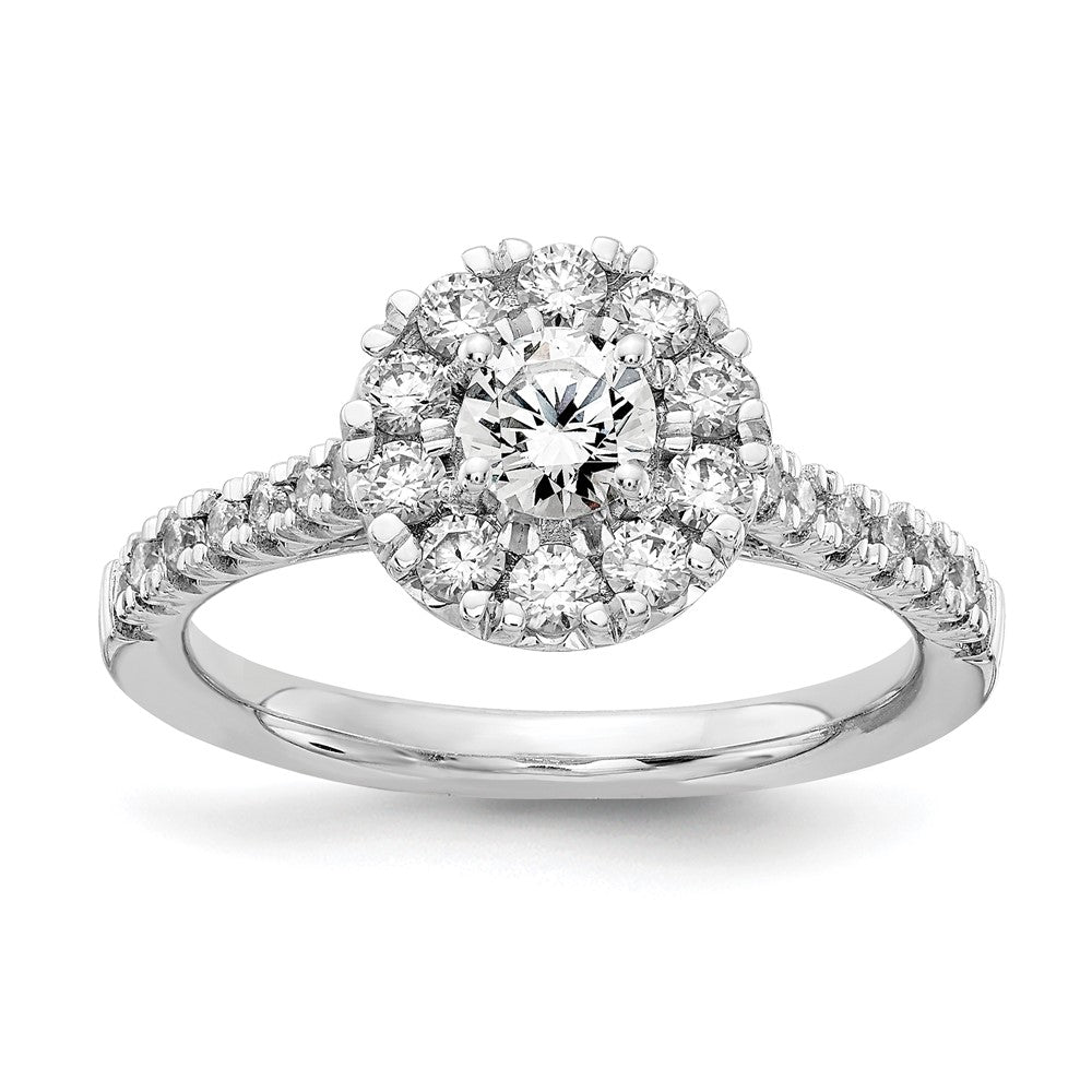 14k White Gold 1 Ct Lab Grown Diamond Halo Engagement Ring VS, DE