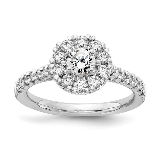 14k White Gold 1 Ct Lab Grown Diamond Halo Engagement Ring VS, DE