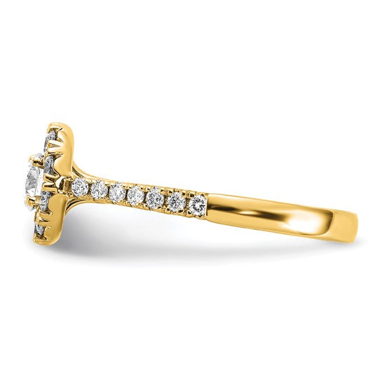 14k White Gold 1 Ct Lab Grown Diamond Halo Engagement Ring VS, DE