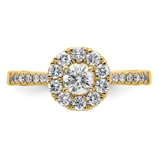 14k White Gold 1 Ct Lab Grown Diamond Halo Engagement Ring VS, DE