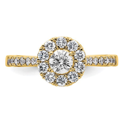 14k White Gold 1 Ct Lab Grown Diamond Halo Engagement Ring VS, DE