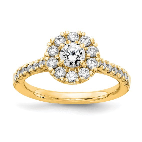 14k White Gold 1 Ct Lab Grown Diamond Halo Engagement Ring VS, DE