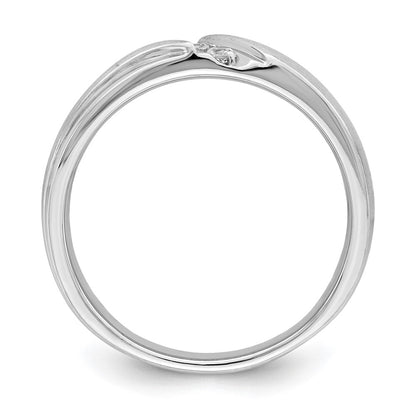 14k White Gold 3-Stone 1/8 carat Diamond Men's Band Size 10