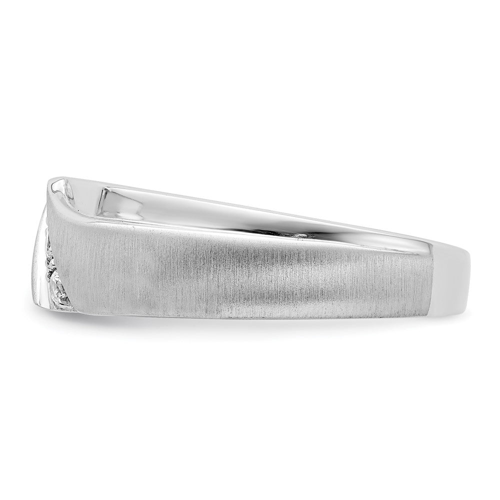 14k White Gold 3-Stone 1/8 carat Diamond Men's Band Size 10