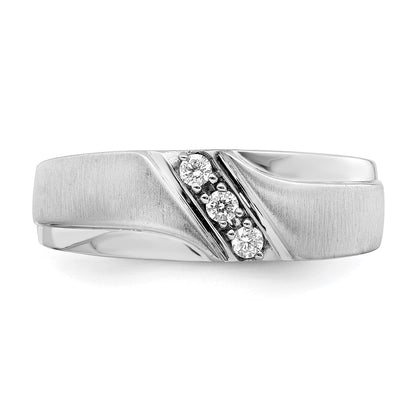 14k White Gold 3-Stone 1/8 carat Diamond Men's Band Size 10