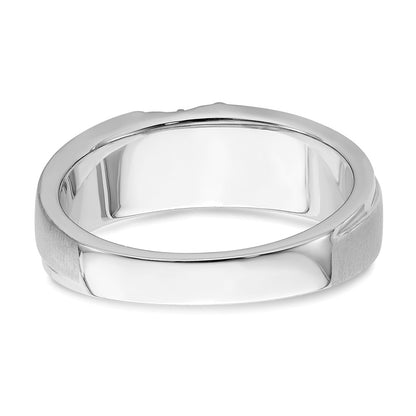 14k White Gold 3-Stone 1/8 carat Diamond Men's Band Size 10