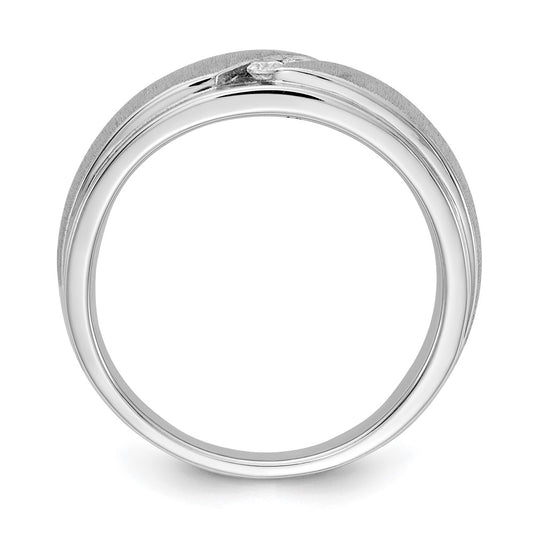 14k White Gold 3-Stone 1/6 carat Diamond Men's Band Size 10