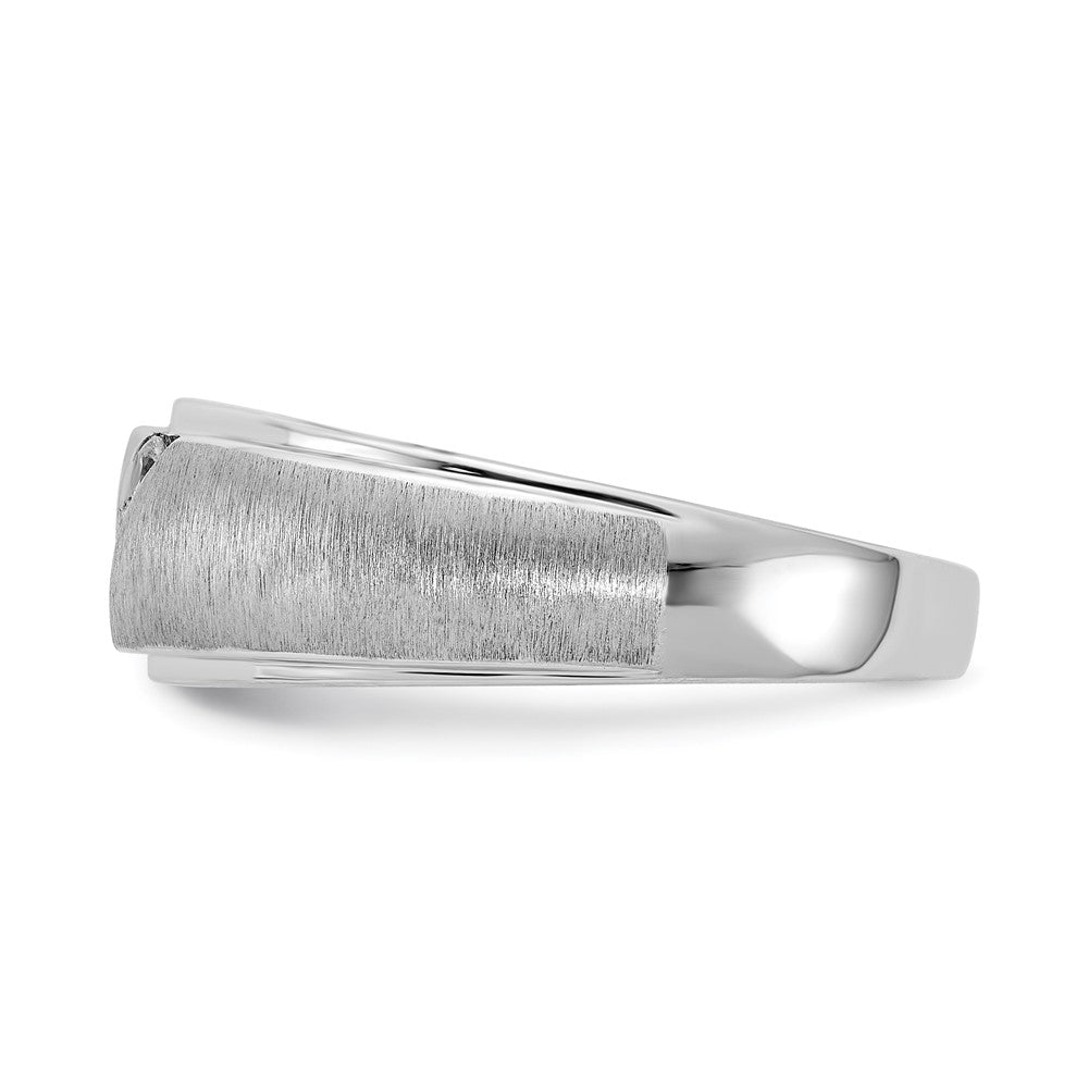 14k White Gold 3-Stone 1/6 carat Diamond Men's Band Size 10