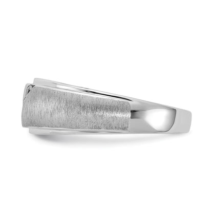 14k White Gold 3-Stone 1/6 carat Diamond Men's Band Size 10