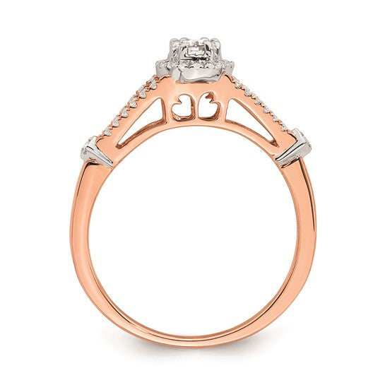 10k Rose Gold Halo 1/3 Ct Diamond Engagement Ring