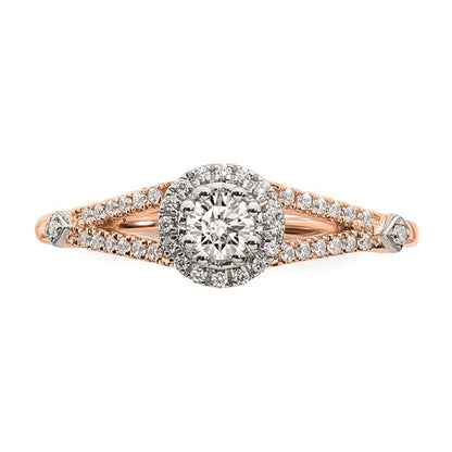 10k Rose Gold Halo 1/3 Ct Diamond Engagement Ring