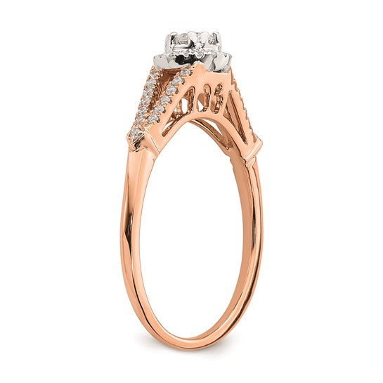 10k Rose Gold Halo 1/3 Ct Diamond Engagement Ring