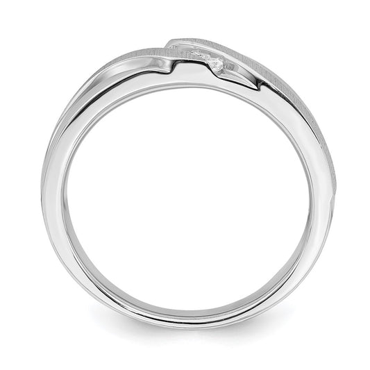 14k White Gold 3-Stone 1/10 carat Diamond Men's Ring Size 10