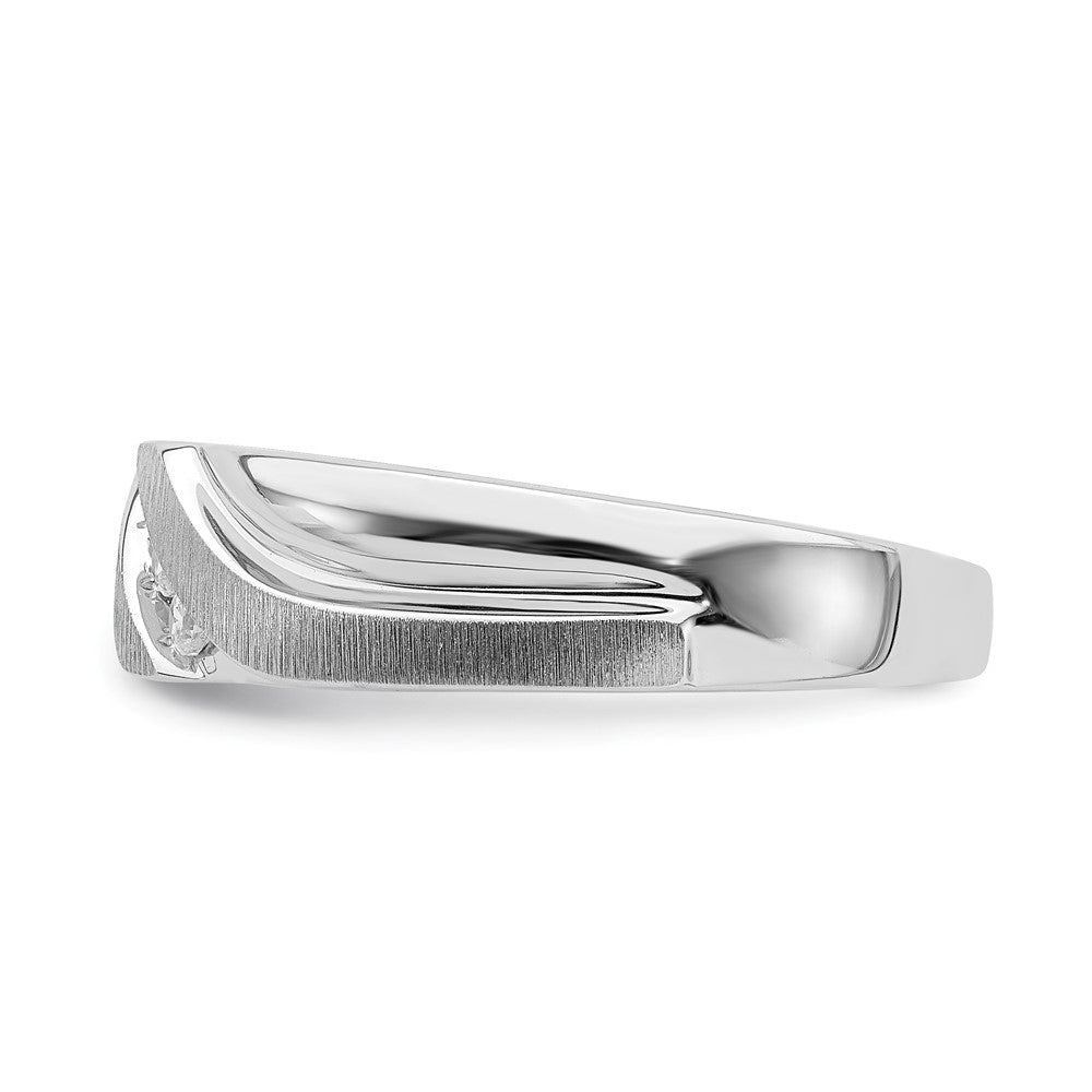 14k White Gold 3-Stone 1/10 carat Diamond Men's Ring Size 10