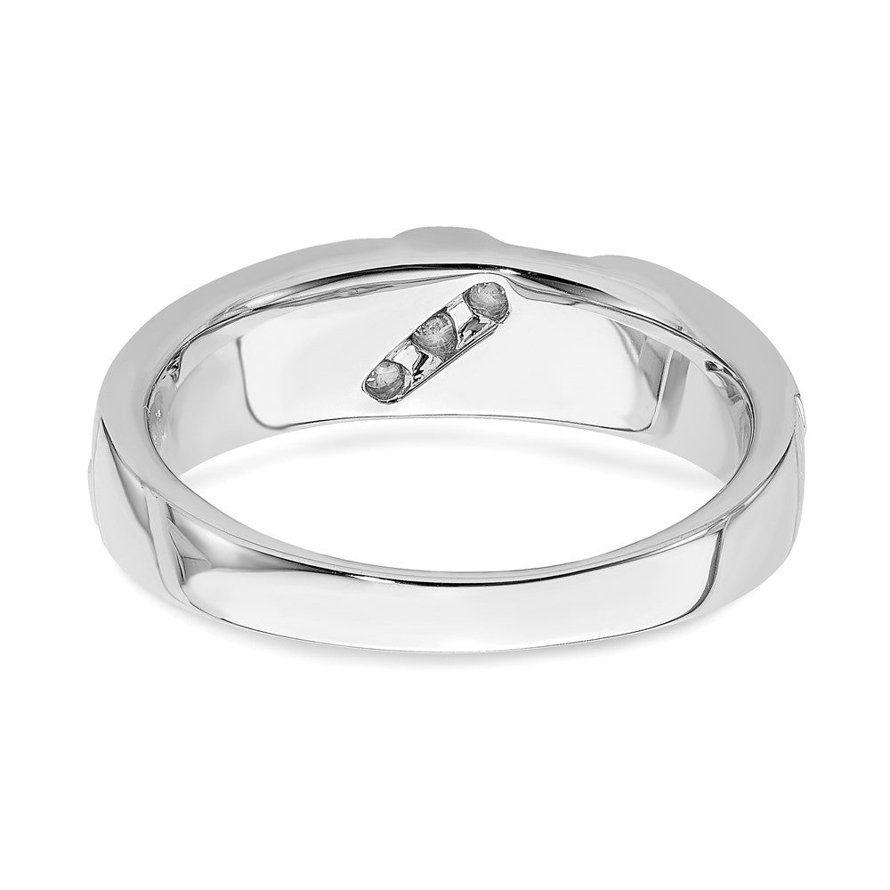 14k White Gold 3-Stone 1/10 carat Diamond Men's Ring Size 10