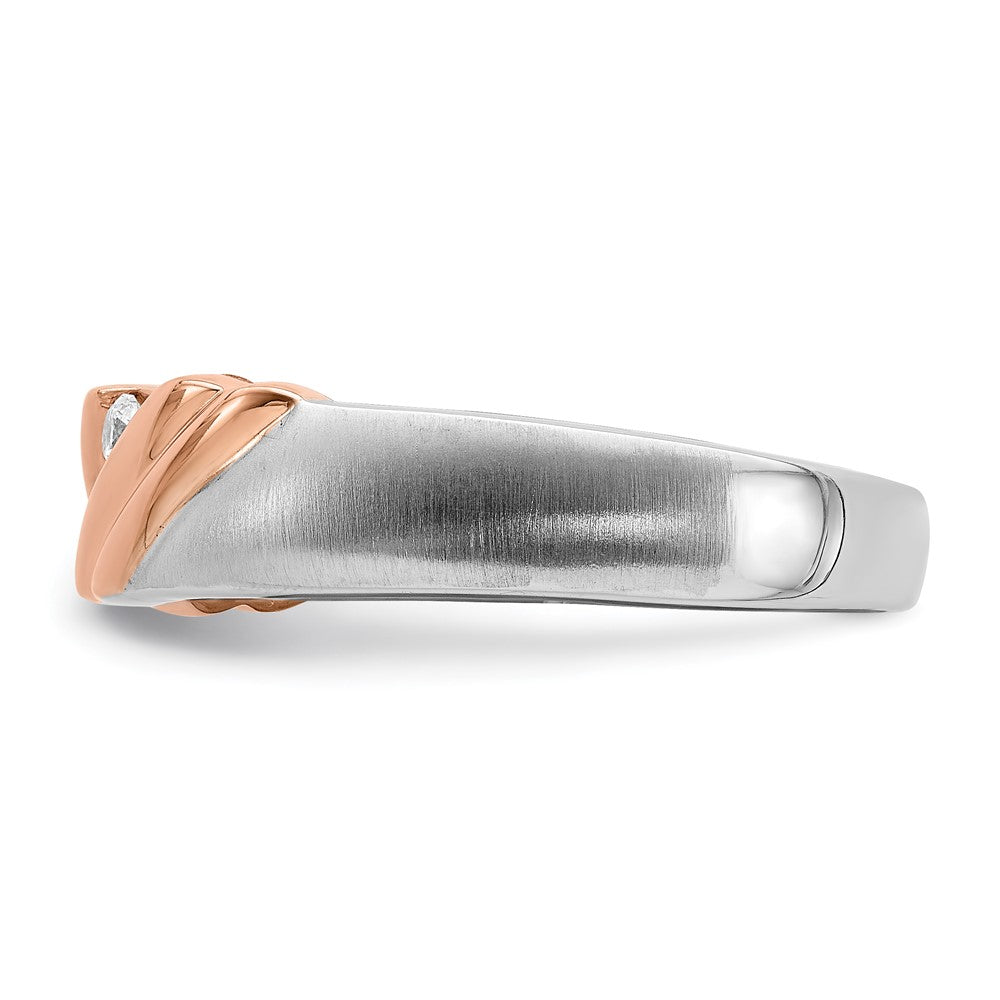 14k White and Rose Gold 3-Stone 1/6 carat Diamond Men's Band Size 10