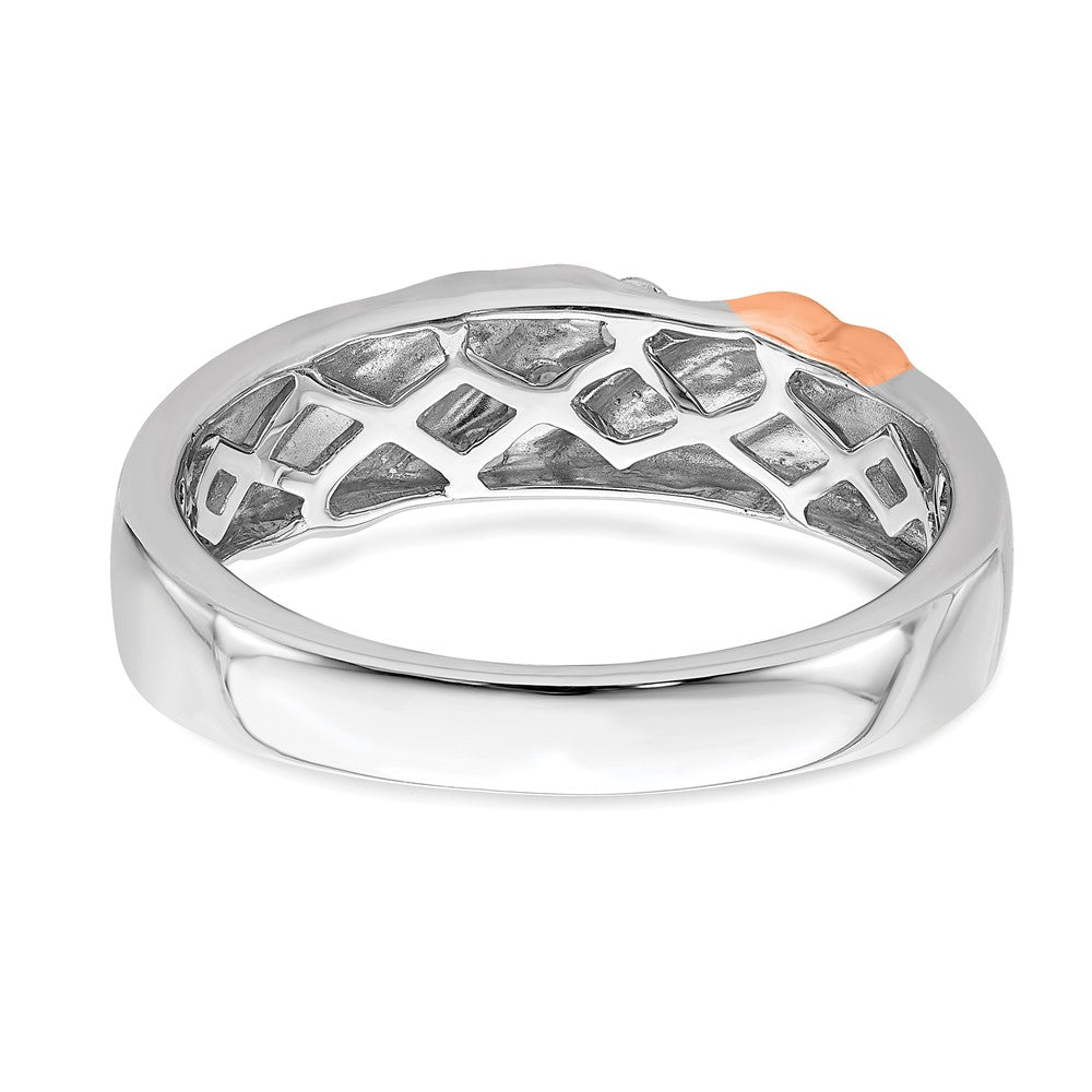 14k White and Rose Gold 3-Stone 1/6 carat Diamond Men's Band Size 10