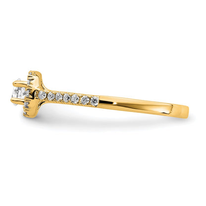 3/4 Ct Lab Grown Diamond Halo Engagement Ring in 14k Yellow Gold VS/SI, G