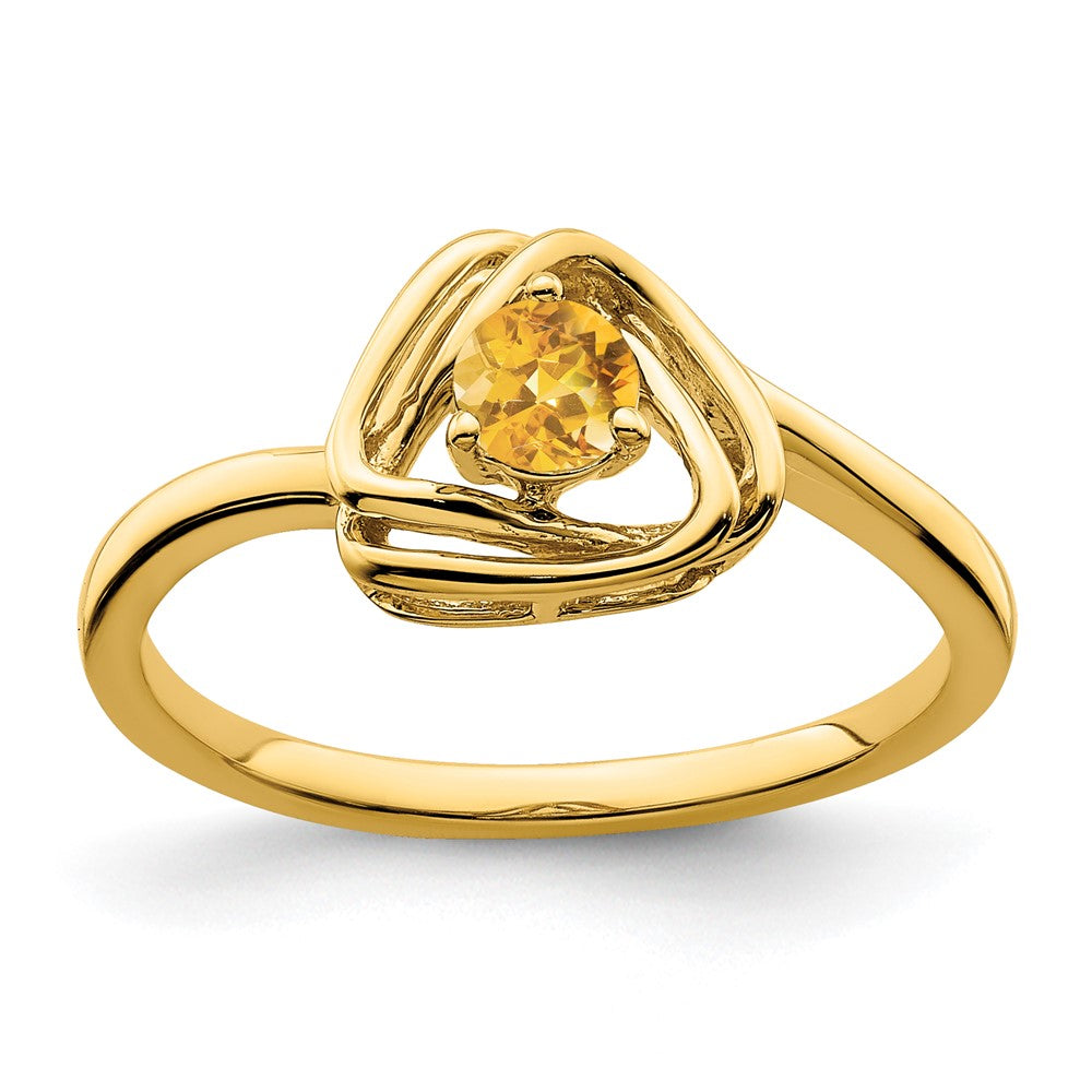 14k Gold Solitaire Gemstone Triangle Ring
