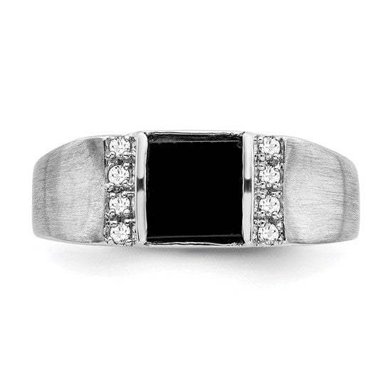 14k Gold Men's Onyx & Diamond Wedding Ring