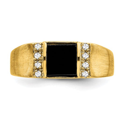 14k Gold Men's Onyx & Diamond Wedding Ring