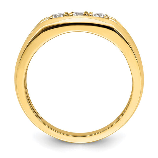 14k Yellow Gold 3-Stone 1/2 carat Diamond Men's Ring Size 10
