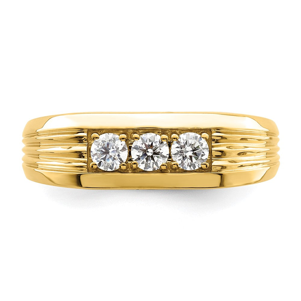 14k Yellow Gold 3-Stone 1/2 carat Diamond Men's Ring Size 10