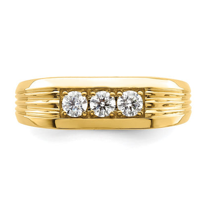 14k Yellow Gold 3-Stone 1/2 carat Diamond Men's Ring Size 10
