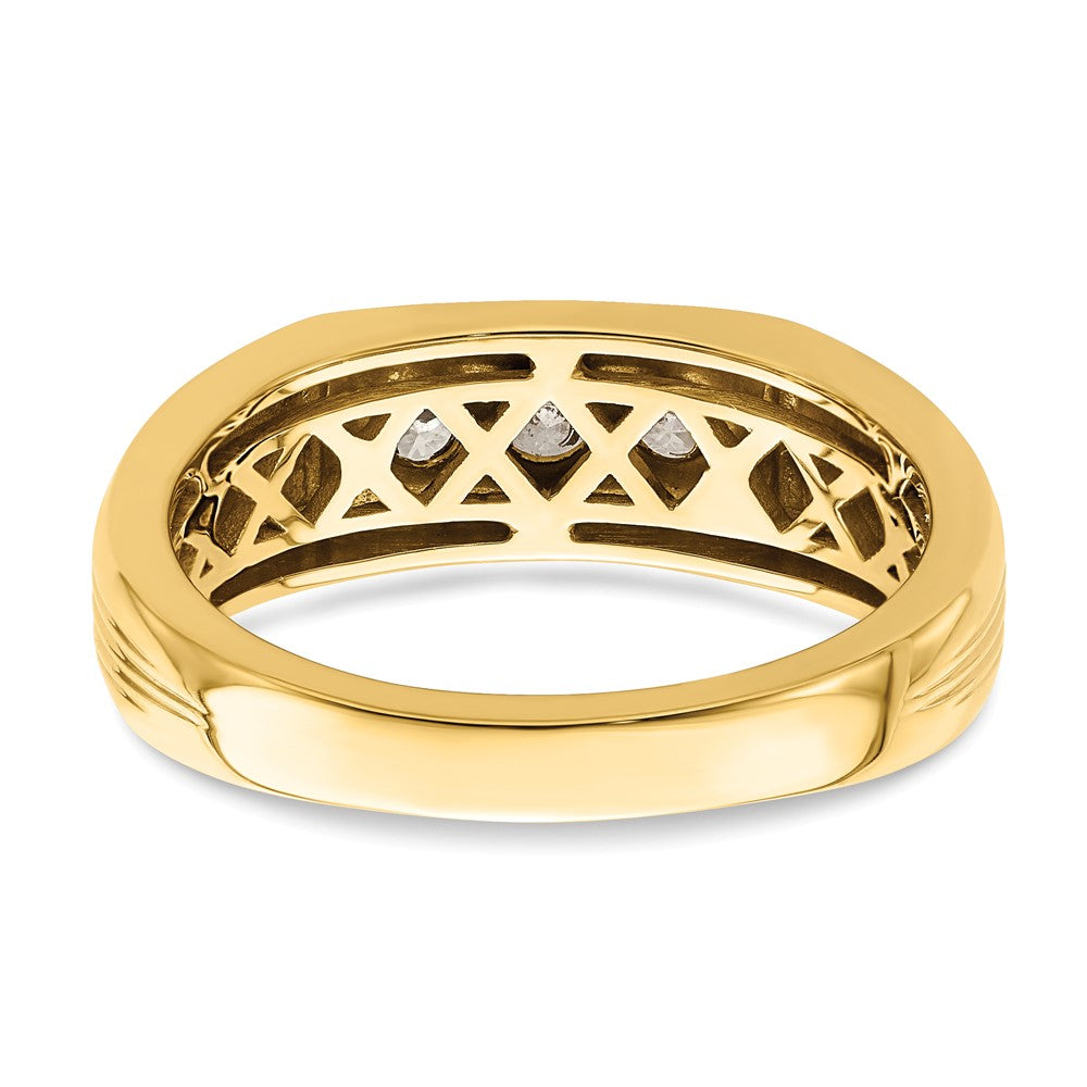 14k Yellow Gold 3-Stone 1/2 carat Diamond Men's Ring Size 10